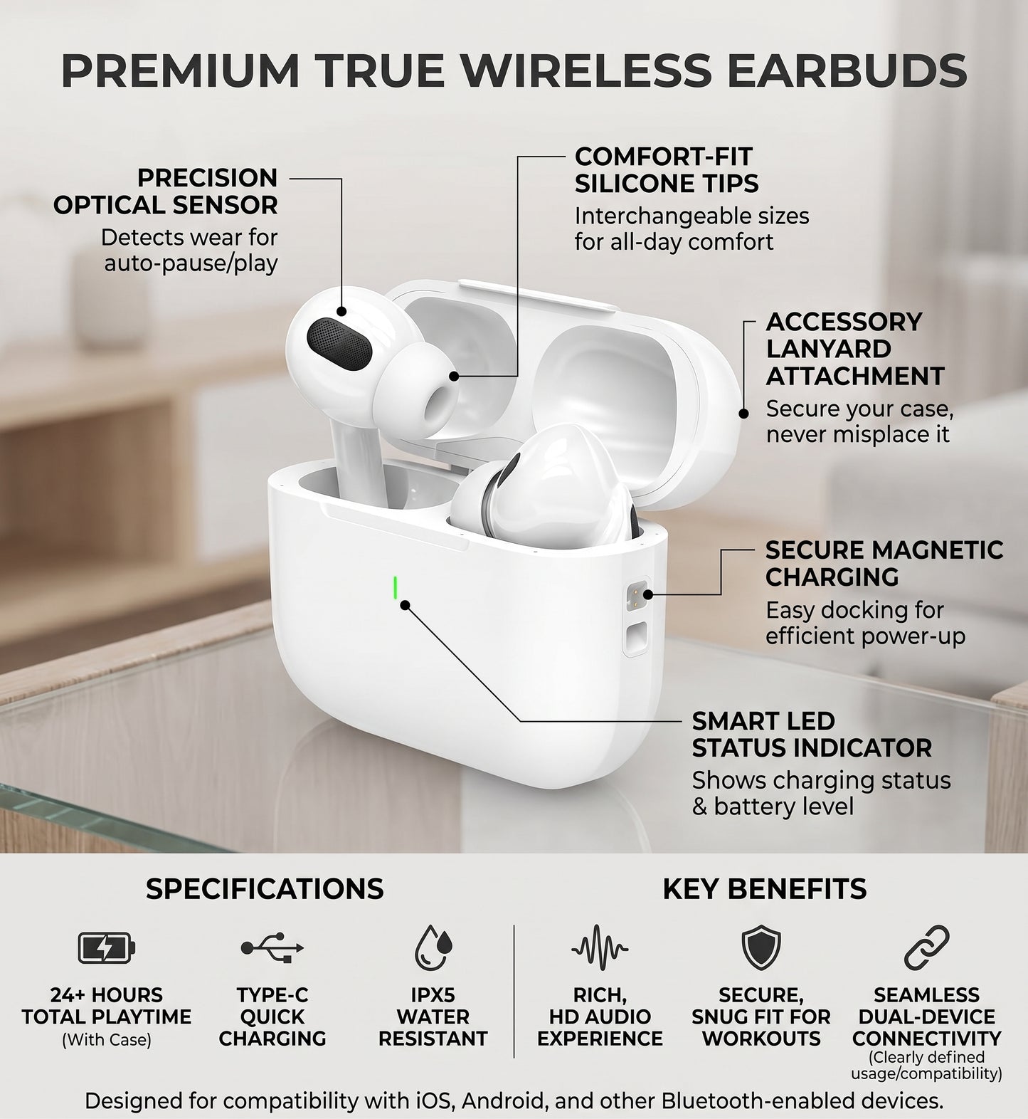 Eurbuds Pro 3 Wireless Earbuds – ANC, Bluetooth & Touch Control